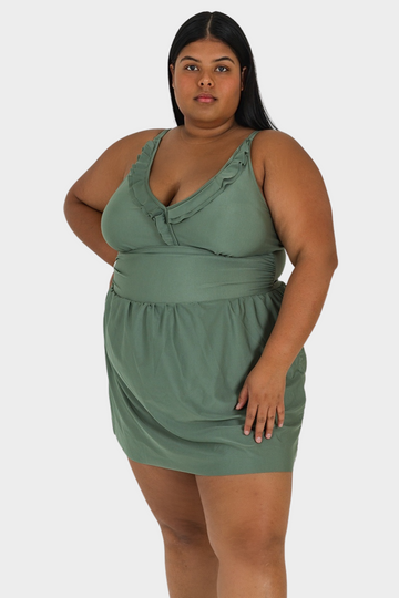 Bacon Bikinis One Piece Swimsuit Dress // Green